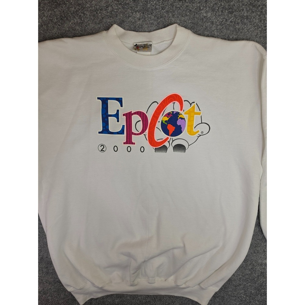Vintage Mickey Mouse Disney Epcot Center 2000 White Crewneck Sweatshirt Size XL - Picture 4 of 11